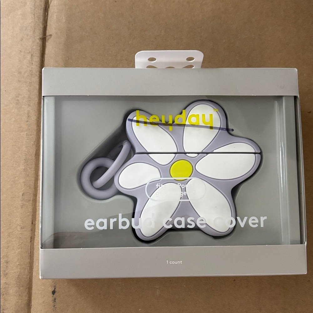 Earbud Case Cover Floral Daisy Purple White Wireless Charging Compatible NEW